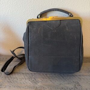 BebeBark Convertible Cork Backpack & Crossbody Bag | Black with Brass Hardware